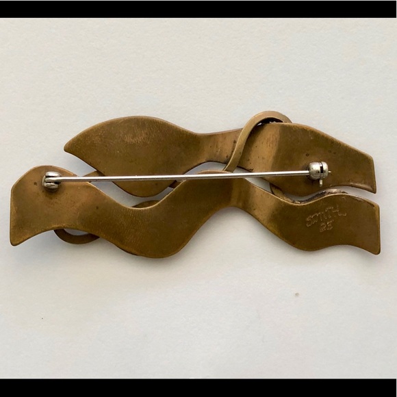 VINTAGE One of A Kind Handmade Handcrafted Brass Brooch Pin Artwear - Picture 5 of 6